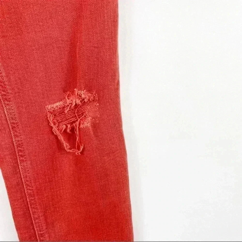 Anthropologie Pilcro Womens 32 Tall Red High Rise Thrashed Skinny Jeans Stretch - Picture 8 of 13